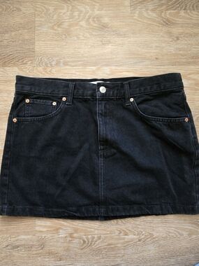Mango Black Denim Mini Skirt Size L